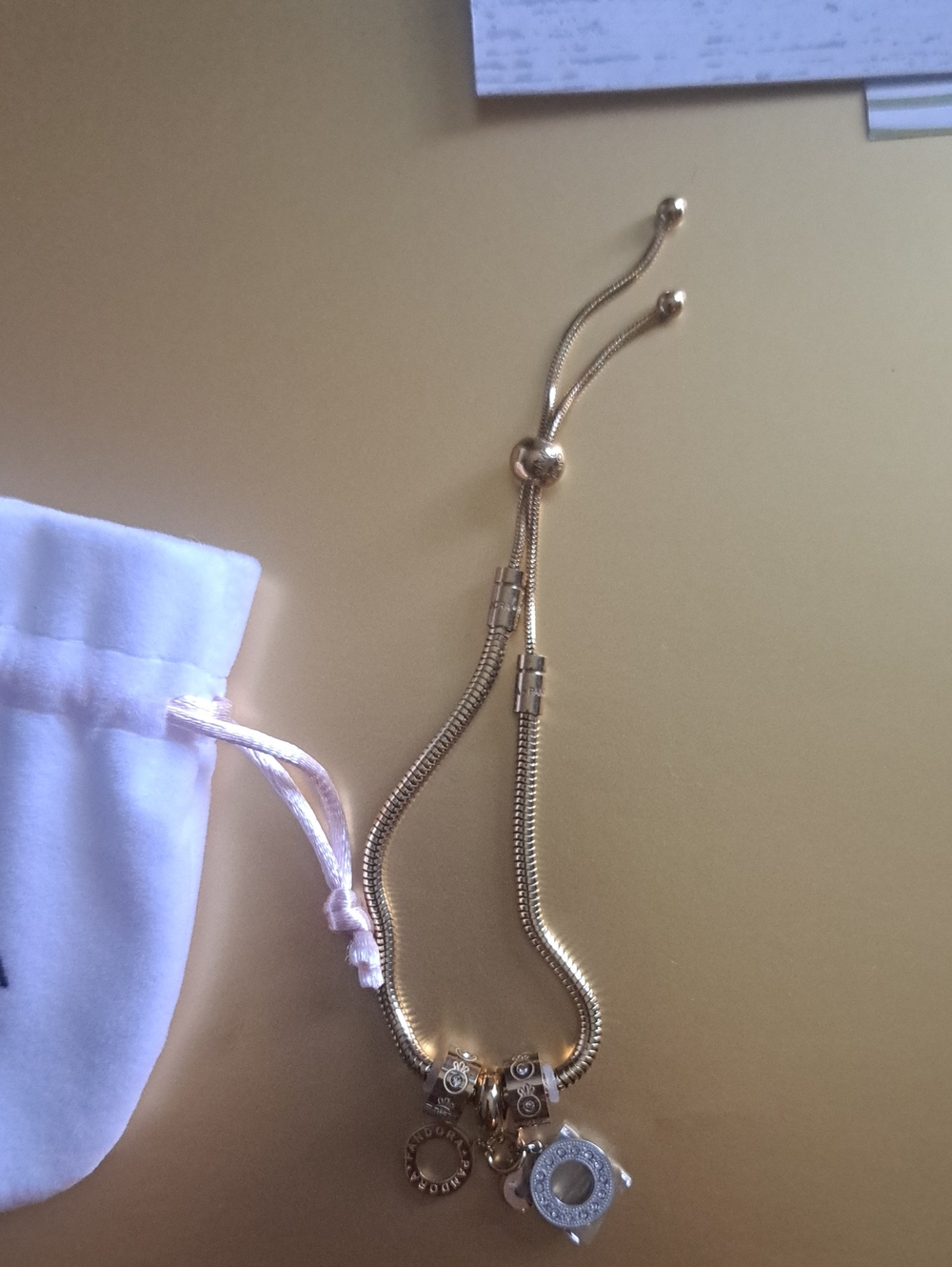 Gold Tone Charm Slider Bracelet - Women Jewelry